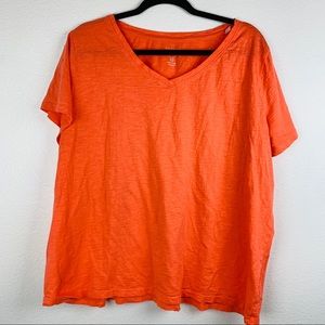 Sonoma Plus Size Plain Orange V-Neck Ter